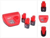 Milwaukee M12 NRG-303 Akku Starter Set 3x 12 V 3,0 Ah / 3000 mAh Li-Ion Akku