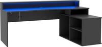 FORTE Gamingtisch Tezaur, Eckschreibtisch mit RGB-Beleuchtung, Tower rechts/links