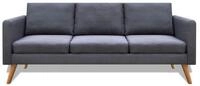 vidaXL Sofa, 3-Sitzer Stoff Dunkelgrau