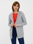 Cardigan VERO MODA "VMDOFFY OPEN HOOD", Damen, Gr. S, grau (light grau melange),
