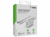 Belkin Dual USB-A Ladegerät incl. Lightning Kabel 1m Schnelllade-Gerät