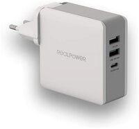 Realpower DeskCharge-65 Travel USB-Ladeger&auml;t (3-Port 65W, USB Netzteil,