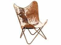 vidaXL Butterfly Chair Leather Brown/White