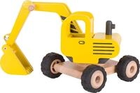 Gollnest & Kiesel Modellauto Goki 55898 - Bagger mit Gummibereifung, gelb, Holz,