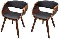 vidaXL Esszimmerstuhl Esszimmerst&uuml;hle 2 Stk. Braun Bugholz und Kunstleder (2 St)