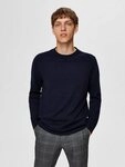 Selected Rundhalspullover SLHBERG CREW NECK NOOS Baumwolle, regular fit