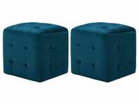 vidaXL Cube Bean Bag Blue Velvet (2 Pieces)