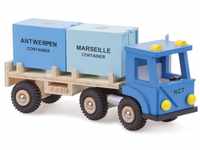 New Classic Toys® Spielzeug-LKW Hafenwelt • Holz-Lastwagen mit 2 Containern...