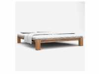 vidaXL Bed Without Headboard in Oak Wood 160 x 200 cm