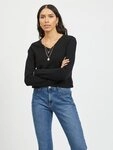 Vila V-Ausschnitt-Pullover VIRIL V-NECK L/S KNIT TOP - NOOS Materialmix, regular fit