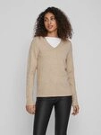 Vila V-Ausschnitt-Pullover VIRIL V-NECK L/S KNIT TOP - NOOS Materialmix, regular fit
