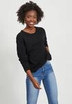 Rundhalspullover VILA "VIRIL-O-PULLI", Damen, Gr. S, schwarz, Feinstrick,