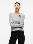 Vila Rundhalspullover VIRIL-O-PULLI Feinstrick mit feinen Strickdetails