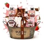 BRUBAKER Pflege-Geschenkset Dusch- und Badeset mit Kokosnuss & Erdbeer Duft Set,