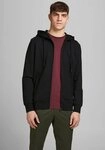 Jack & Jones Kapuzensweatjacke JJEBASIC Hoodie mit Rippb&uuml;ndchen und angenehmem