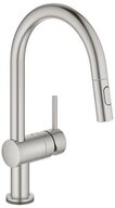 Grohe K&uuml;chenarmatur Minta Touch, C-Auslauf Dualbrause Laminarstrahl