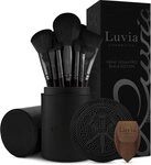 Luvia Cosmetics Kosmetikpinsel-Set PRIME VEGAN PRO - BLACK, 15 tlg., Mit 12 Pinseln