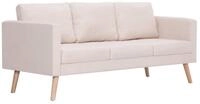 vidaXL Sofa, 3-Sitzer-Sofa Stoff Cremewei&szlig;