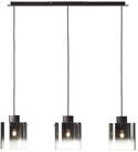 Brilliant Pendelleuchte Beth, ohne Leuchtmittel, H&auml;ngelampe 3flg Kaffee / Rauchglas,