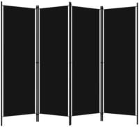 vidaXL Raumteiler, 4-tlg. Paravent Schwarz 200x180 cm