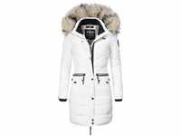 Navahoo Steppmantel Paula stylischer Winter Parka m. edlem Fellimitat, weiß