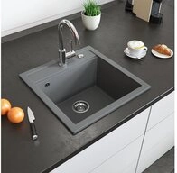 Bergstroem Granitsp&uuml;le Tesa, Grau, 50 x 49 cm, Rechteckig, 49/51 cm, Resistent gegen