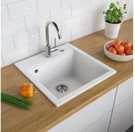 Bergstroem Granitsp&uuml;le Tesa, Wei&szlig;, 50 x 49 cm, Rechteckig, 49/51 cm, Resistent
