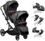 BabyGo Zwillings-Kombikinderwagen Twinner Set, Grey melange, (Set), inkl. 2