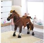 HOMCOM Stehtier Reitpferd mit Pferd Sound, Braun+Wei&szlig; 85 x 28 x 60 cm