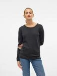 Rundhalspullover VERO MODA "VMCARE STRUCTURE LS O-NECK BLOUSE", Damen, Gr. S, grau