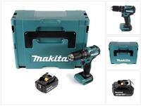 Makita Akku-Schlagbohrschrauber DHP 483 T1J Akku Schlagbohrschrauber 18 V 40 Nm...