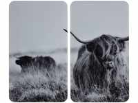 WENKO Herd-Abdeckplatte Highland Cattle, Glas, Kunststoff, (Set, 2 tlg), für...