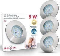 B.K.Licht LED Einbauleuchte 3er Set Bad Einbaustrahler, IP44 gesch&uuml;tzt, LED