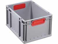 Allit Aufbewahrungsbox EuroBox 422,400 x 300 x 220 mm, Griffe geschl., grau/rot