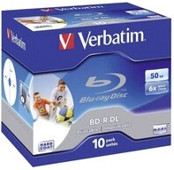 Verbatim Blu-ray-Rohling 10 Rohlinge Blu-ray BD-R DL full printable 50GB 6x...
