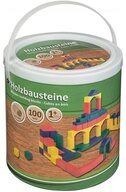Idena 40030 Holzbausteine Spielbaukl&ouml;tze, 100 St&uuml;ck, aus Holz, im Eimer, ab 12