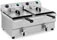 Royal Catering Fritteuse RCEF 13DB, 6400 W, 2 x 13 L Doppel Ablasshahn Edelstahl