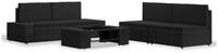 vidaXL Gartenlounge-Set 5-tlg. Garten-Lounge-Set Poly Rattan Schwarz, (5-tlg)