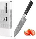 ZAYIKO Santokumesser Black Edition dunkler Damast K&uuml;chenmesser Kochmesser 13 cm