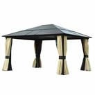 Outsunny Pavillon Luxus Pavillon mit lichtdurchl&auml;ssigem Dach, Gartenpavillon Alu