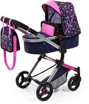 Bayer Kombi-Puppenwagen Vario, Blau/Pink/Herzchen, inkl. Wickeltasche