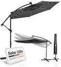 Juskys Ampelschirm Brazil, Sonnenschirm 330 cm Durchmesser, mit LED, Kurbel,