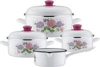 GSW Topf-Set Hortensie, Stahl-Emaille (Set, 7-tlg., je 1 Kochtopf &Oslash; 16/20/24 cm, 1x