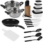 Excellent Houseware Kochbesteck-Set Koch-Erstausstattung Set, Bratpfanne,...