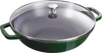 Staub Kochtopf Wok 30 cm mit Deckel Gusseisen, Basilikum-gr&uuml;n