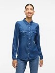 Vila Jeansbluse VIBista (1-tlg) Falten