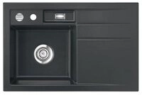 Systemceram K&uuml;chensp&uuml;le KeraDomo BELA 78 Becken links Excenterbedienung Schiefer,