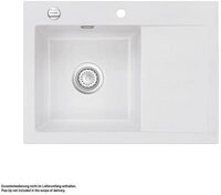 Systemceram K&uuml;chensp&uuml;le KeraDomo MERA 70 Becken links Handbedienung Satin,...