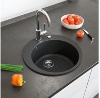 Bergstroem Granitsp&uuml;le, Schwarz, 50.5 x 50.5 cm Rund, Rund, 50.5/50.5 cm, Resistent