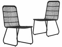 vidaXL Garden Chair Braided Resin 2 Pieces Black